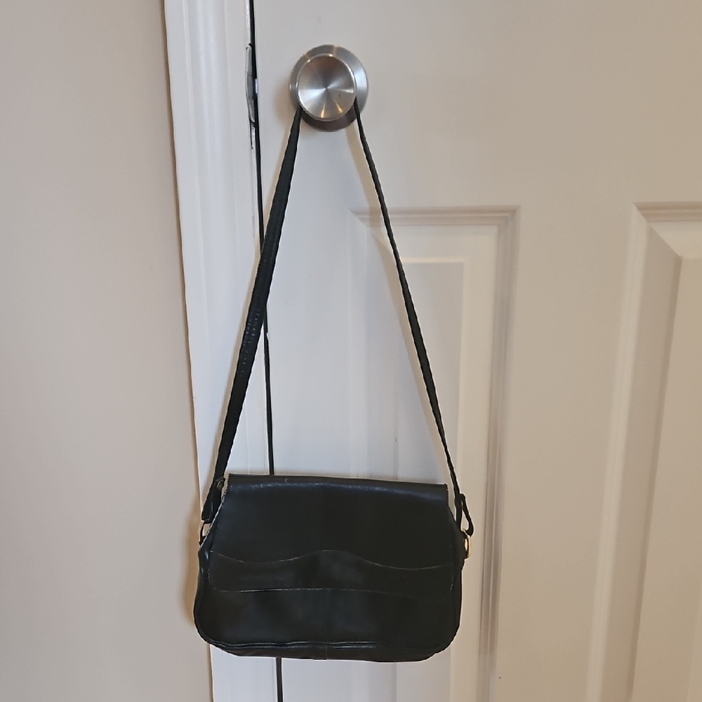 Black Genuine Leather Shoulder Bag Made In Brazil